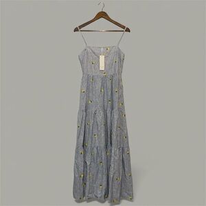 SMALL Calypso St. Barth Linen Blend Striped with Lemons Sleeveless Casual Dress